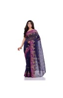 Women`s Traditional Pure Handloom Cotton Saree MinaKarat Woven Designer Without Blouse Piece (Dark Blue Purple)