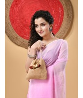  Fancy Trendy Solid Transparent Design Pure Cotton Handloom MulMul Saree (Pink)