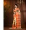 Tree Print Design Pure Handloom Cotton Saree Without Blouse Piece (Orange)