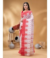 Tant Pure Handloom Cotton Saree Woven Tri Flower Designer Without Blouse Piece