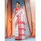 Traditional Bengal Handloom Cotton Saree Tri Phool Design With Blouse Piece(White red)