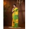 Handloom Pure Cotton Saree Tribal Hand Made Art Design With Blouse Piece (Yellow Green)