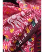 dB DESH BIDESH Women's Cotton Blend Tribal Warli Print Half half Design Handloom Sarees with Blouse Piece