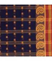 DESH BIDESH Women`s Traditional Pure Cotton Handloom Saree Woven Paisley Kolka Designer Without Blouse Piece (Deep Blue)