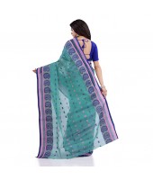 DESH BIDESH Women`s Traditional Pure Cotton Handloom Saree Woven Paisley Kolka Designer Without Blouse Piece (Firoza)