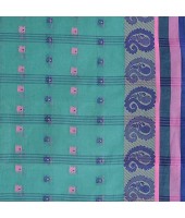 DESH BIDESH Women`s Traditional Pure Cotton Handloom Saree Woven Paisley Kolka Designer Without Blouse Piece (Firoza)