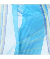 dB DESH BIDESH Women`s Bengal Handloom Pure Cotton Saree Khejur Chori Design Without Blouse Piece Cyan Blue