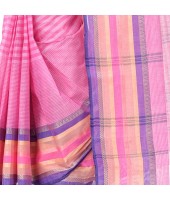 dB DESH BIDESH Women`s Bengal Handloom Pure Cotton Saree Khejur Chori Design Without Blouse Piece Pink