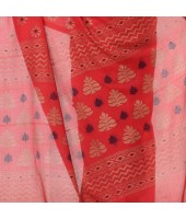 dB DESH BIDESH Women`s Bengal Tant Abhrak Work Design Soft Pure Handloom Cotton Saree With Blouse Piece Red