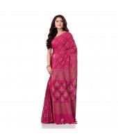 dB DESH BIDESH Women`s Bengal Tant Abhrak Work Design Soft Pure Handloom Cotton Saree With Blouse Piece Pink