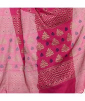 dB DESH BIDESH Women`s Bengal Tant Abhrak Work Design Soft Pure Handloom Cotton Saree With Blouse Piece Pink