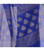 dB DESH BIDESH Women`s Bengal Tant Abhrak Work Design Soft Pure Handloom Cotton Saree With Blouse Piece (Blue)