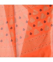 dB DESH BIDESH Women`s Bengal Tant Abhrak Work Design Soft Pure Handloom Cotton Saree With Blouse Piece Orange