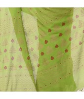 dB DESH BIDESH Women`s Bengal Tant Abhrak Work Design Soft Pure Handloom Cotton Saree With Blouse Piece (Green)