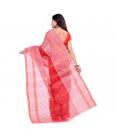 dB DESH BIDESH Women`s Bengal Tant Devdas Design Pure Handloom Cotton Saree Without Blouse Piece Red