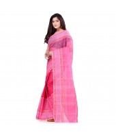 dB DESH BIDESH Women`s Bengal Tant Devdas Design Pure Handloom Cotton Saree Without Blouse Piece Pink