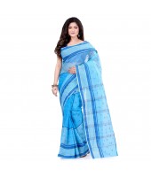 dB DESH BIDESH Women`s Bengal Tant Devdas Design Pure Handloom Cotton Saree Without Blouse Piece Light Blue