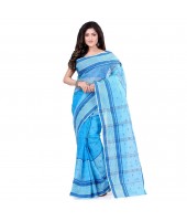 dB DESH BIDESH Women`s Bengal Tant Devdas Design Pure Handloom Cotton Saree Without Blouse Piece Light Blue