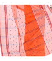 dB DESH BIDESH Women`s Bengal Tant Devdas Design Pure Handloom Cotton Saree Without Blouse Piece orange