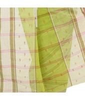 dB DESH BIDESH Women`s Bengal Tant Devdas Design Pure Handloom Cotton Saree Without Blouse Piece Green