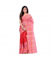 dB DESH BIDESH Women`s Bengal Tant Devdas Design Pure Handloom Cotton Saree Without Blouse Piece Red