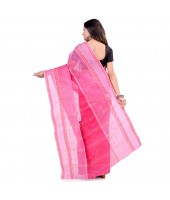 dB DESH BIDESH Women`s Bengal Tant Devdas Design Pure Handloom Cotton Saree Without Blouse Piece Pink