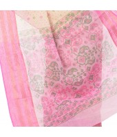 dB DESH BIDESH Women`s Bengal Tant Jamdani Printed Handloom Cotton Saree Without Blouse Piece (Pink)