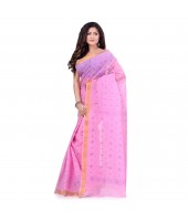 dB DESH BIDESH Women`s Bengal Tant Kerala Print Design Pure Handloom Cotton Saree Without Blouse Piece Pink