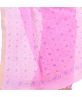 dB DESH BIDESH Women`s Bengal Tant Kerala Print Design Pure Handloom Cotton Saree Without Blouse Piece Pink