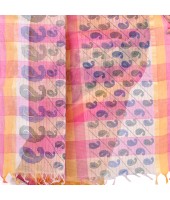 dB DESH BIDESH Women`s Bengal Tant Kolka Print Design Pure Handloom Cotton Saree Without Blouse Pink Yellow