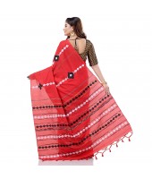 dB DESH BIDESH Women`s Bengali Khesh Mul Pure Cotton Handloom Saree With Blouse Piece (Red)