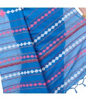 dB DESH BIDESH Women`s Bengali Khesh Mul Pure Cotton Handloom Saree With Blouse Piece (Sky Blue)