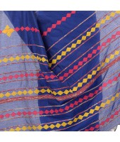 dB DESH BIDESH Women`s Bengali Khesh Mul Pure Cotton Handloom Saree With Blouse Piece (Blue)