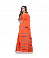 dB DESH BIDESH Women`s Bengali Khesh Mul Pure Cotton Handloom Saree With Blouse Piece (Orange)