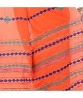 dB DESH BIDESH Women`s Bengali Khesh Mul Pure Cotton Handloom Saree With Blouse Piece (Orange)