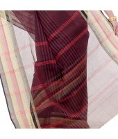 dB DESH BIDESH Women`s Bengali Tant Khejur Chori Pure Handloom Cotton Saree Without Blouse Piece (Black)