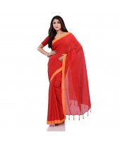 DESH BIDESH Women`s Handloom Pure Cotton Saree Abhiprithi Design Without Blouse Piece(Red)