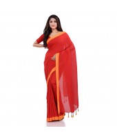 DESH BIDESH Women`s Handloom Pure Cotton Saree Abhiprithi Design Without Blouse Piece(Red)