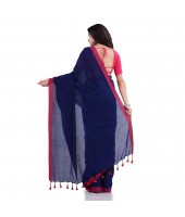 DESH BIDESH Women`s Handloom Pure Cotton Saree Abhiprithi Design Without Blouse Piece( Blue)