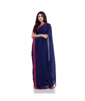 DESH BIDESH Women`s Handloom Pure Cotton Saree Abhiprithi Design Without Blouse Piece( Blue)