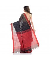 dB DESH BIDESH Women`s Tant Silk Handloom Cotton Saree Sequence Work With Blouse Piece Black Red