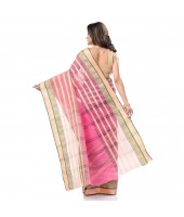 dB DESH BIDESH Women`s Traditional Bengal Tant 3D Temple Design Handloom Pure Cotton Saree Without Blouse Piece Yellow Pink