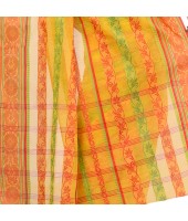 dB DESH BIDESH Women`s Traditional Bengal Tant Pure Handloom Cotton Saree Blossom Design Without Blouse Piece Yellow