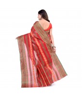 dB DESH BIDESH Women`s Traditional Bengal Tant Pure Handloom Cotton Saree Blossom Design Without Blouse Piece Red