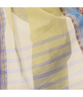 Bengal Soft Cotton Women`s Traditional Bengal Tant Pure Handloom Cotton Saree Jol Torongo Woven Design Without Blouse Piece Yellow