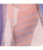 Bengal Soft Cotton Women`s Traditional Bengal Tant Pure Handloom Cotton Saree Jol Torongo Woven Design Without Blouse Piece Flamingo Blue