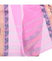 Women`s Traditional Bengal Tant Pure Handloom Cotton Saree PushpoLata Woven Design Without Blouse Piece Pink