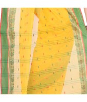 dB DESH BIDESH Women`s Traditional Bengal Tant Woven Minakari Kolka Design Pure Handloom Cotton Saree Without Blouse Piece Yellow