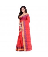 dB DESH BIDESH Women`s Traditional Bengal Tant Woven Minakari Kolka Design Pure Handloom Cotton Saree Without Blouse Piece Red