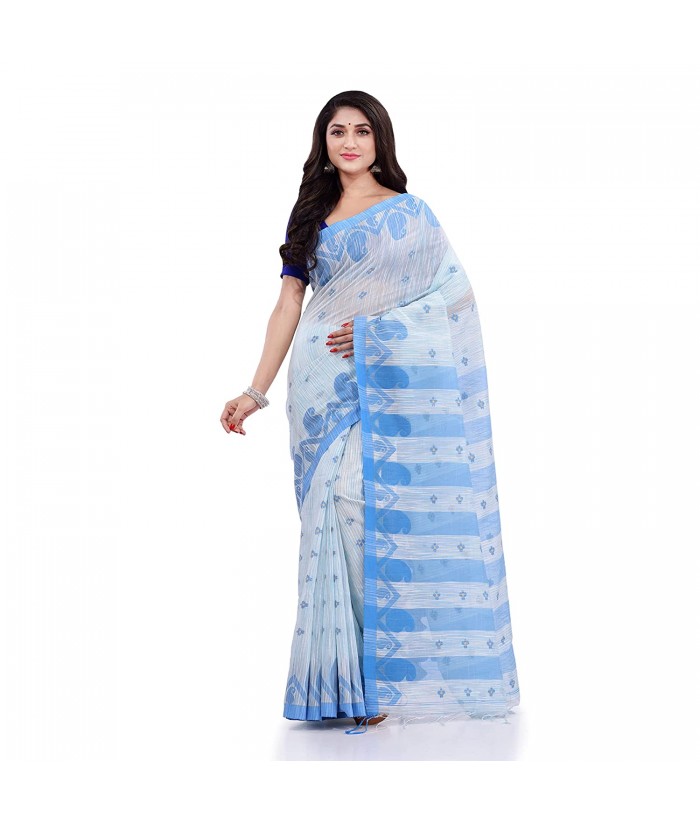 Pure khadi cotton handloom saree With Allover beautiful Kulo Design Khadi Cotton cheapest Sari With Blouse Piece Gift for Her, Durga Puja Gift